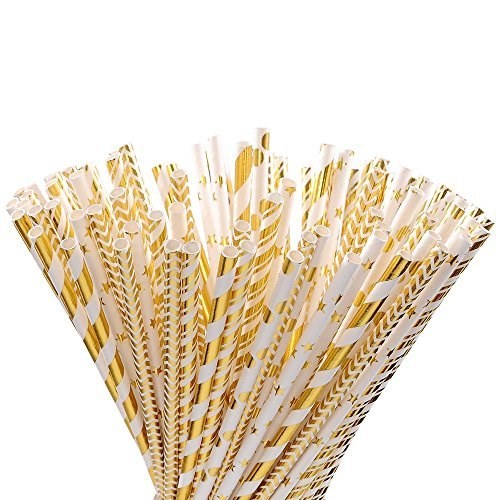 foil gold paper straws