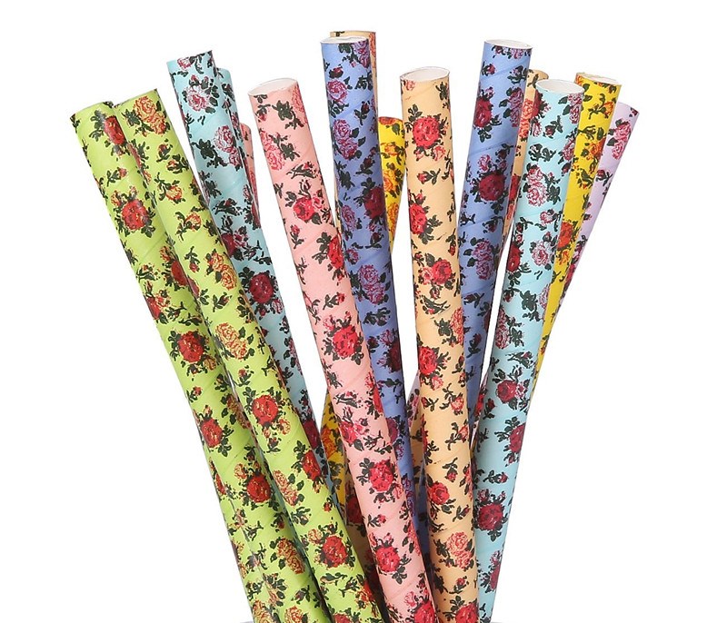 rose paper straws
