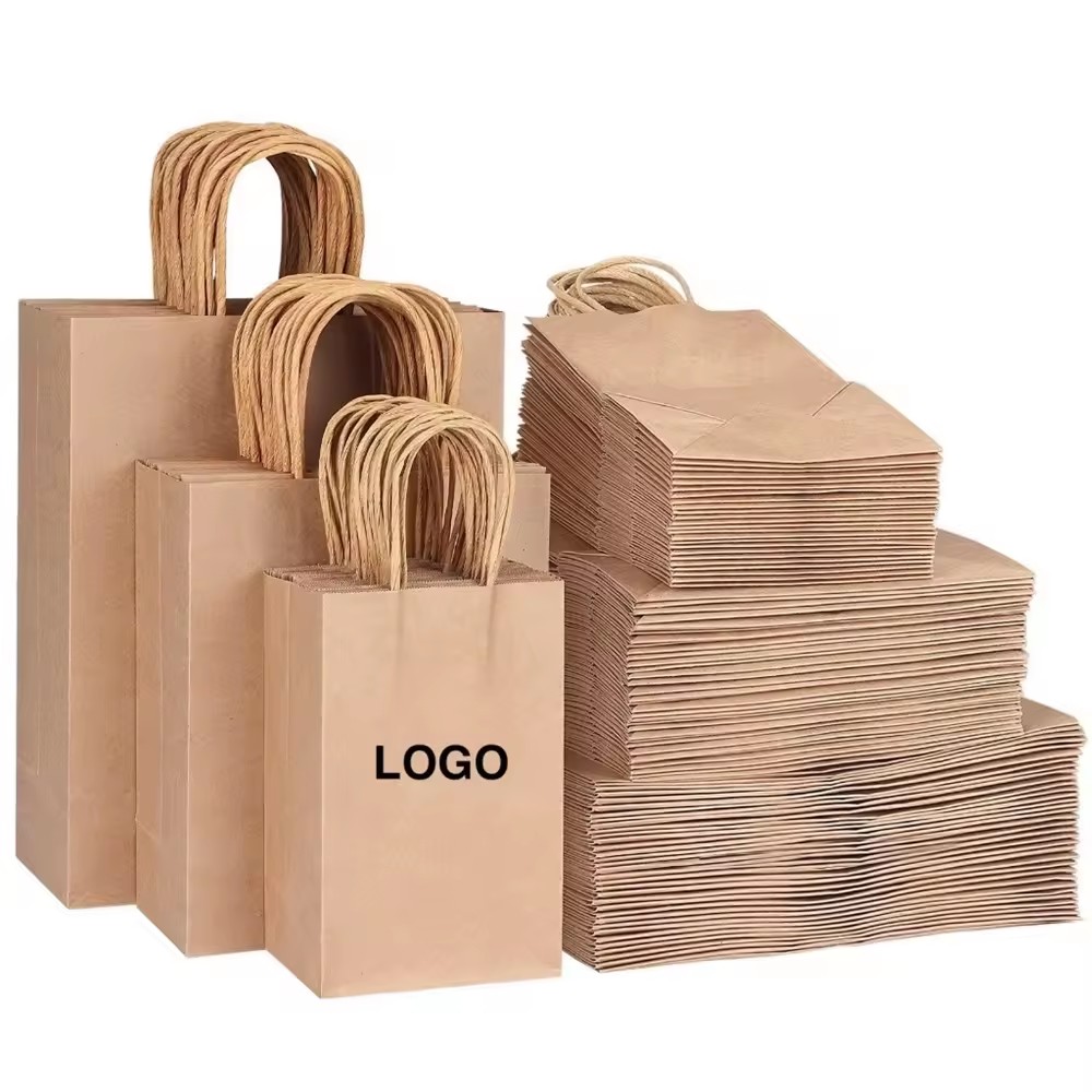 Custom Logo Brown Recycled Kraft Paper Bag (2)